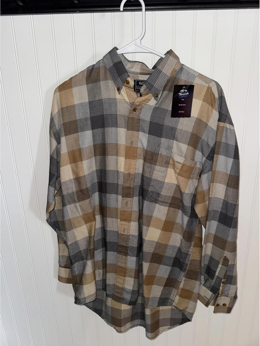 Men's Large Plaid Button-Down Shirt by National Outfitters